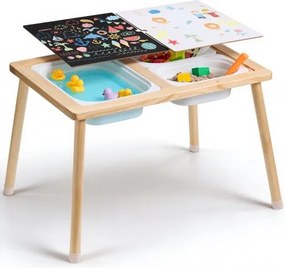 VEVOR Sensorische Tafel voor Peuters Activiteitentafel met 3 Opvouwbare Opbergbakken & Dubbelzijdig Schoolbord, Zand- en Watertafel Sensorische Tafel voor Kinderen Gemaakt van Hout voor Tekenen Leren Eten