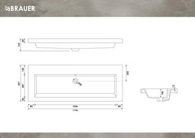 Brauer Solar Medium wastafel mineraalmarmer 120cm zonder kraangat wit mat