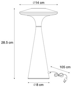 Buitenlamp met dimmer Tafellamp met dimmer mushroom wit incl. LED IP44 oplaadbaar - Espace Modern IP44 Buitenverlichting rond Lamp