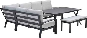 Garden Impressions Camilo lounge dining set 6-delig links – donker grijs - Valley sand