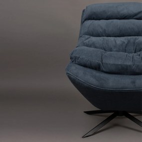 Dutchbone Vince Blauwe Design Fauteuil Ribstof