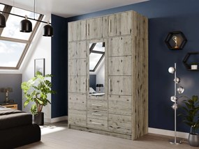 Kledingkast Dortivu 153, Wellington eik, 245x147x58cm, 156.4 kg, Kledingkast deuren: Met scharnieren