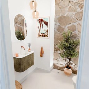 Mondiaz Joya 65cm toiletmeubel ronding links/rechts dusk met wastafel faye midden zonder kraangat talc