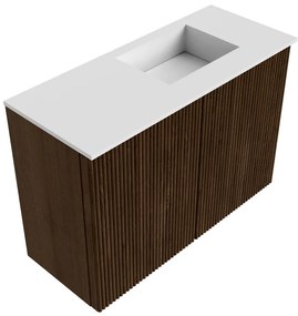 Mondiaz Joya 60cm toiletmeubel walnut met wastafel faye rechts 1 kraangat talc