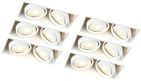 Set van 6 inbouwspots wit GU10 kantelbaar trimless 2-lichts - Oneon Modern GU10 Binnenverlichting Lamp