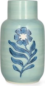 Vaas, steengoed, bloem, blauw, Ø11 x 20 cm