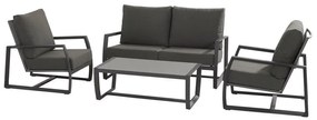 New Mauritius stoel-bank loungeset 4-delig donker grijs aluminium Taste 4SO
