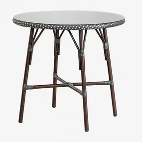 Ronde Tuintafel Ø80 Cm In Aluminium En Synthetisch Riet Brielle Bistro Grijs – Grafiet - Sklum