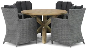 Tuinset Ronde Tuintafel 4 personen 120 cm Wicker Zwart Garden Collections Venerdi/Sand