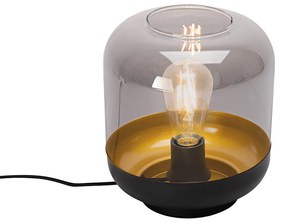 Design tafellamp zwart met goud en smoke glas - Kyan Design E27 rond Binnenverlichting Lamp