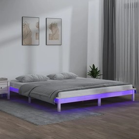 vidaXL Bedframe LED massief hout wit 160x200 cm