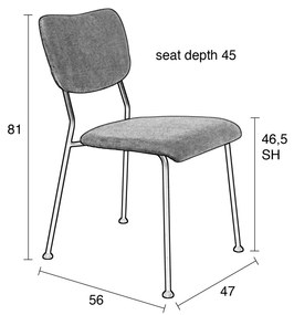 Zuiver Benson Design Eetkamerstoel Grijsblauw