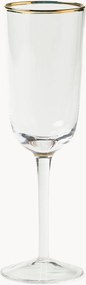 Mondgeblazen champagneglazen Deco, 6-delig