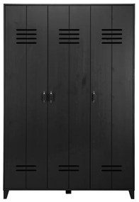 Vtwonen Locker Lockerkast 3-deurs Zwart - 123x40x186cm.