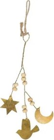 Hanger, brass, vogel, maan, ster, 15 cm