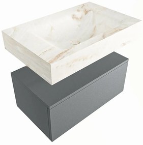 Mondiaz Alan DLux badmeubel 70cm plata 1 lade met wastafel frappe midden 1 kraangat