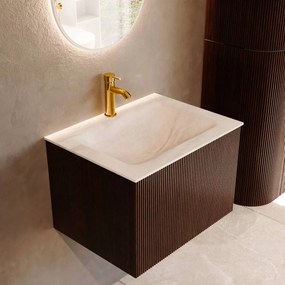 Mondiaz Kurve-dlux 60cm badmeubel ruby met 1 lade en wastafel cloud midden 1 kraangat ostra
