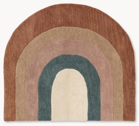 Handgetuft kindervloerkleed Rainbow van wol met franjes