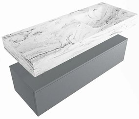 Mondiaz Alan DLux badmeubel 120cm plata 1 lade met wastafel glace rechts 1 kraangat