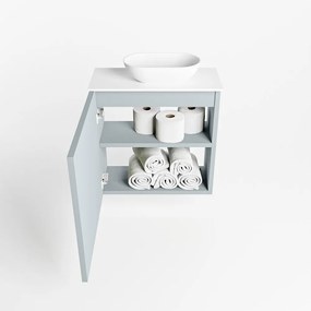 Mondiaz Fowy toiletmeubel 50cm clay met witte waskom rechts en kraangat