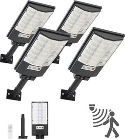 VEVOR Solar Straatverlichting 50000 LM, 500 W Straatlantaarn, Solar Verlichting met Schemersensor, LED Schijnwerper met Bewegingsmelder, IP65 Waterdichte Buitenverlichting voor Oprit &amp; Tuin, 4-pack