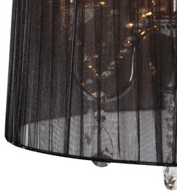 Stoffen Eettafel / Eetkamer Kroonluchter chroom met zwart 50 cm 5-lichts - Ann-Kathrin Klassiek / Antiek, Landelijk / Rustiek, Modern E14 rond Binnenverlichting Lamp