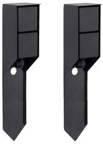 Set van 2 Buitenstopcontact Double Spike Tuinstopcontact Zwart