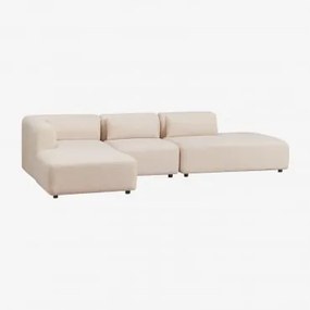Linker Modulaire Chaise Longue Bank Van 3 Delen Met Divan Fogler Teddystof Crème Beige - Sklum