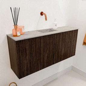 Mondiaz Joya DLux 90cm toiletmeubel walnut met wastafel faye midden zonder kraangat glace