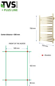 TVS Design Plus handdoekradiator goud gepolijst 199W 76x53cm