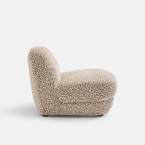 Compacte loungestoel, bouclé-stof met luipaardprint, OLTO