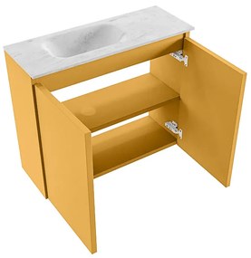 Mondiaz Ture DLux toiletmeubel 60cm ocher met wastafel opalo links zonder kraangat