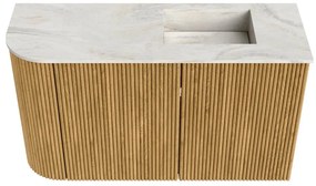 Mondiaz Joya DLux 70cm toiletmeubel ronding links oak met wastafel faye rechts 1 kraangat ostra