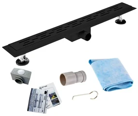 Sanigoods Nura douchegoot met flens 60cm zwart mat