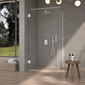 Fortifura Galeria Douchecabine - 100x100x200cm - scharnieren - deurgreep - stabilisatiestang - vlak - helder veiligheidsglas - Mat wit SW1122549/SW1122562/SW797906/SW797915