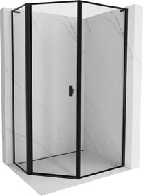 Mexen Mist L asymmetrische scharnierende vijfhoekige douchecabine links 80 x 100 cm, zwart frame, zwart - 8A8L-080-100-70-70-L