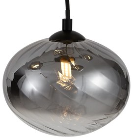 Eettafel / Eetkamer Moderne hanglamp zwart met smoke glas 9-lichts - Jia Modern G9 bol / globe / rond ovaal Binnenverlichting Lamp
