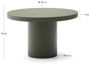 Kave Home Aiguablava Cement Eettafel Rond Groen 120 Cm - 120 X 120cm.