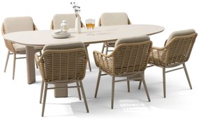 Tuinset 6 personen 240 cm Aluminium/rope Taupe Coco Antoni/Weave