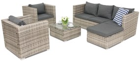 Roma Corner 6 Garden Point grijs technorattan tuinmeubelset