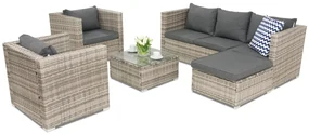 Roma Corner 6 Garden Point grijs technorattan tuinmeubelset