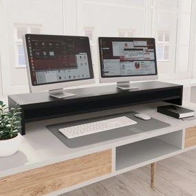 vidaXL Monitorstandaard 100x24x13 cm bewerkt hout zwart