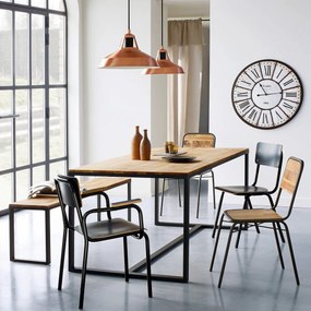 Eettafel, eik en staal, 8 personen, HIBA