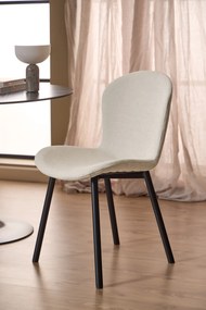 FIORA Beige (stof Apia 453)/zwart frame - MODERNE GESTOFFEERDE STOEL VOOR WOONKAMER/EETKAMER LOFT