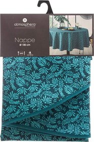 Atmosphera eendenblauw Antivlek Tafelkleed D180cm - 140g/m² - Okerkleurige Bies