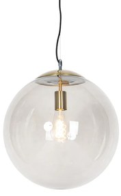 Moderne hanglamp messing met smoke glas 40 cm - Ball