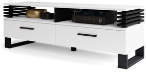 GOKEE RTV-145 Wit Mat/Zwart Mat - MODERNE KAST VOOR ONDER DE TELEVISIE MET LAMELLEN