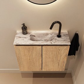 Mondiaz Ture DLux toiletmeubel 60cm washed oak met wastafel glace midden met kraangat