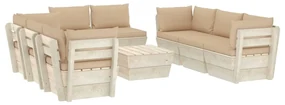 vidaXL 9-delige Loungeset met kussens pallet vurenhout