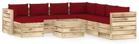 vidaXL 9-delige Loungeset met kussens groen geïmpregneerd hout